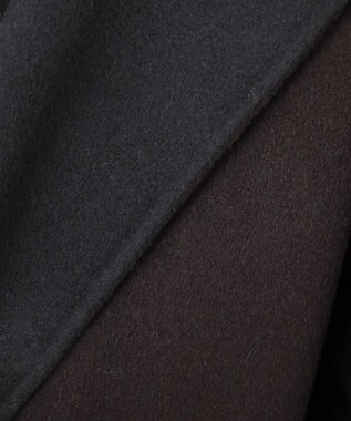 ICB ウールリバー ストール付きノーカラーコート バーントブラウン×ブラック系