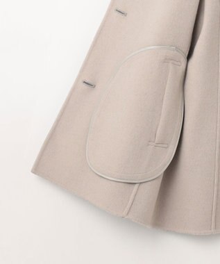 J.PRESS LADIES ウールナイロンリバー フード付き コート ライトグレー×ベージュ系