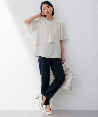 23区 【新色追加/洗える】2WAYストレッチツイル ドロスト パンツ ネイビー系