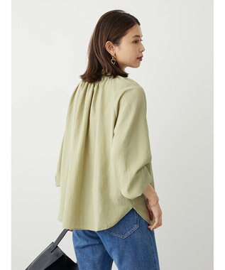 Green Parks スタンドフリルボウタイブラウス Green