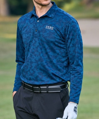 ZERO HALLIBURTON 【吸水速乾・UVカット】 カモフラージュ柄 ジャガード 長袖ポロシャツ ZHG-M5A9a 85126