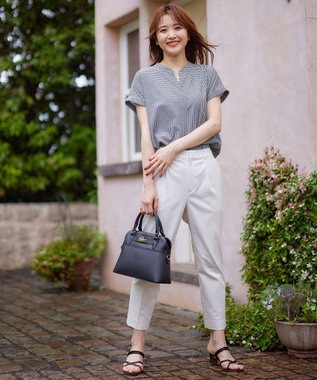 ANY SIS 【洗える】スキッパーイージー シャツ モノトーンギンガム