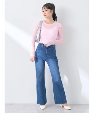 earth music&ecology シアーリブロゴ刺繍プルオーバー Light Pink