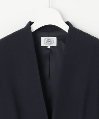 J.PRESS LADIES L 【洗える】T/Rアルガンシルク ノーカラー ジャケット ネイビー系