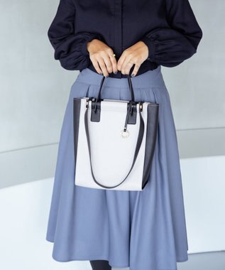 組曲 2WAYハンドルスクエアトート バッグ アイスグレー系1