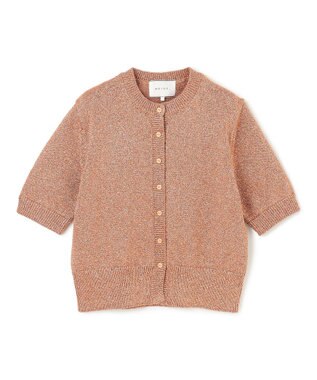 BEIGE， 【洗える】VANDA / ラメ入りクルーネック半袖カーディガン Dark Nude