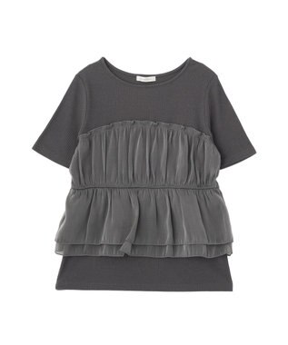 Green Parks オーガンジービスチェドッキング半袖プルオーハ Charcoal Gray