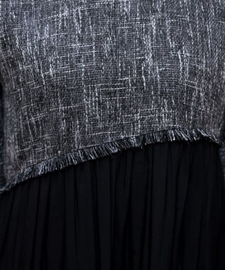 Tiaclasse 【洗える】ドッキングツイードワンピース ブラック