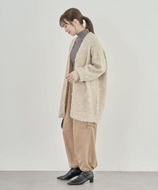 Green Parks ブークレーＶネックミディ丈カーディガン Beige