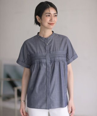 J.PRESS LADIES シアーデニム フレンチスリーブ ブラウス