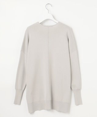 自由区 【WEB限定カラー有/洗える】コットンアセテート チュニック丈ニット ライトグレー系