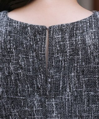 Tiaclasse 【洗える】ドッキングツイードワンピース ブラック