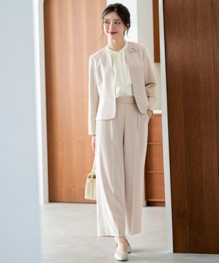 ANY SIS セレモニーダブルクロス クルーカラー ジャケット ライトベージュ