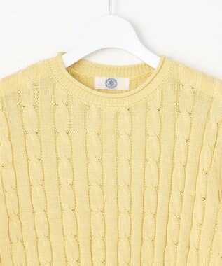 J.PRESS LADIES L 【洗える】GIZA MERCERIZE COTTON ケーブル ニット イエロー系