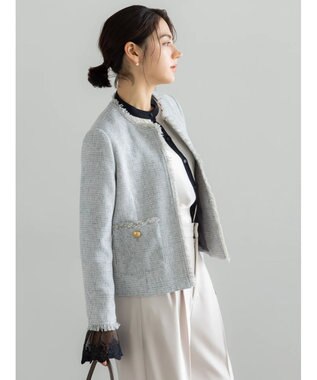 Te chichi 【セレモニーアイテム】ツイードノーカラージャケット グレー