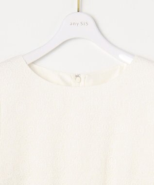 ANY SIS L 【洗える】レースコンビバックサテン ワンピース ネイビー