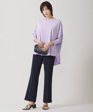 ICB 【洗える】TaPeダブルクロス セミフレアパンツ ネイビー系