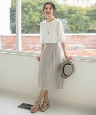 J.PRESS LADIES 【洗える】シアーソフトカールマイヤー タック スカート ベージュ系