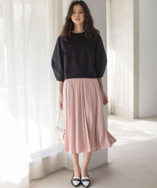 組曲 L 【WEB限定】ランタンスリーブミニ裏毛 プルオーバー ブラック系