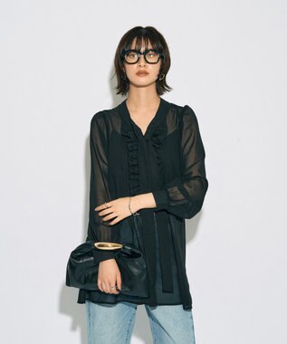 YECCA VECCA 【archive】フリルボウタイブラウス Black