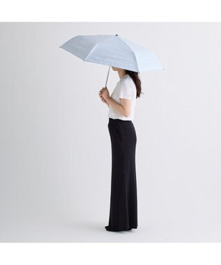 MOONBAT 晴雨兼用日傘 折りたたみ傘 ドット×スカラー／遮光 遮熱 UV ペールスカイ