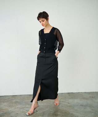 GRACE CONTINENTAL メッシュニットカーディガン ブラック