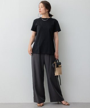 23区 【SLOW/一部店舗限定】MVSコットン バックデザイン Tシャツ ブラック系