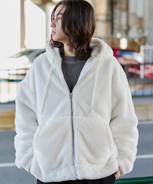 WEGO 【ユニセックス着用ITEM/MLサイズ展開】エコファーグラフィックブルゾン ホワイト