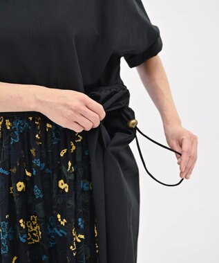 muuc 〈遠州織物の工場で織られた上質なコットン生地〉〈オーガニックコットン〉〈チュール素材に刺繍〉筆記帳刺繍ワンピースドレス ブラック