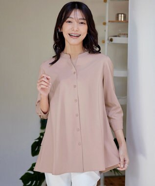 Tiaclasse L 【洗える】バックタックフレアチュニック ピンク