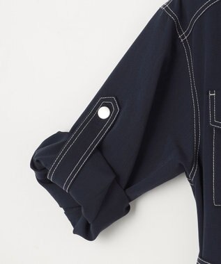 GRACE CONTINENTAL 配色ステッチワークシャツワンピース ネイビー