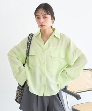 earth music&ecology Ｗポケットシャツ Light Green