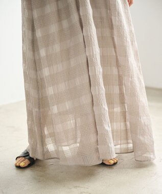 #Newans シアーチェックボリュームワンピース ベージュ