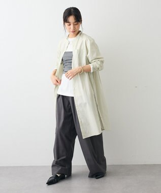 CRAFT STANDARD BOUTIQUE バンドカラーロングシャツチュニッ Light Beige