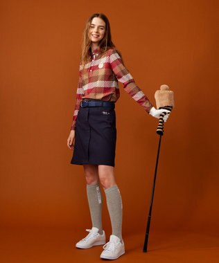 23区GOLF 【WOMEN】【吸水速乾・UVケア】 チェック柄プリント 長袖シャツ ワイン系3