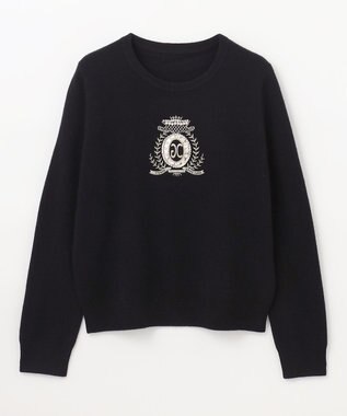 GRACE CONTINENTAL エンブレム刺繍ニットトップ ブラック