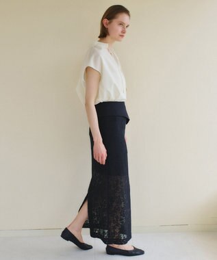BEIGE， FLUORITE / 異素材コンビ レーススカート Black