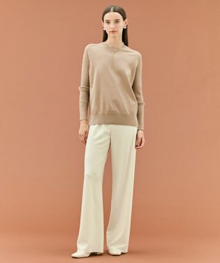 BEIGE， 【WEB限定・洗える】WILLOW / ストレッチクルーネックリブニット Milk Tea