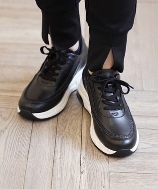 Pointer 日本製 本革厚底スニーカー ブラック