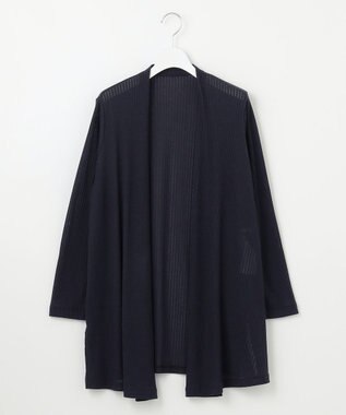 自由区 【アンサンブル対応・洗える】ハンディ カーディガン ロング丈 ネイビー