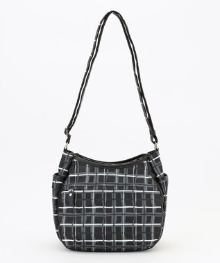 Y'SACCS ドローイングチェックショルダーバッグ ブラック