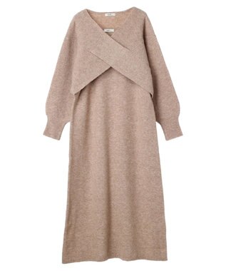 earth music&ecology Ｓｅｔ２点クロスニット＋ノースリーブニットワンピース Beige