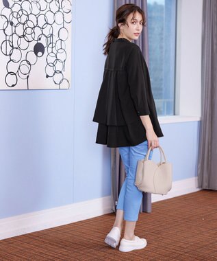 Tiaclasse L 【洗える】バックタックフレアチュニック ブラック