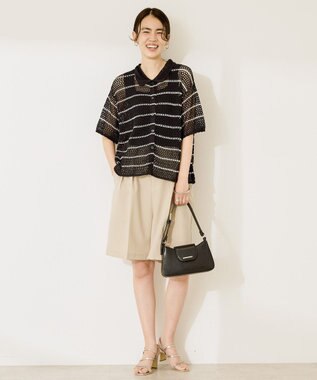 AMERICAN HOLIC 透かし編み襟付きニットカーディガン Border