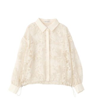 Green Parks オーガン刺繍比翼シャツ Ecru