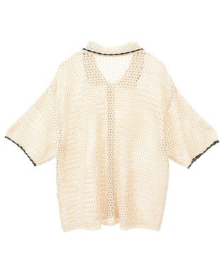 AMERICAN HOLIC 透かし編み襟付きニットカーディガン Light Beige