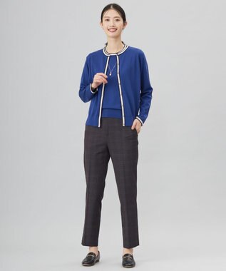 J.PRESS LADIES L 【洗える】トリムツイン ニット ブルー系