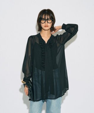 YECCA VECCA 【archive】フリルボウタイブラウス Black