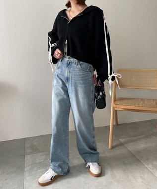 WEGO 【新色追加/美脚/XSSMLサイズ展開】ストレートデニムパンツ デニム淡色