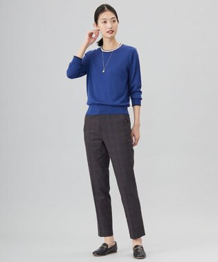 J.PRESS LADIES L 【洗える】トリムツイン ニット ブルー系